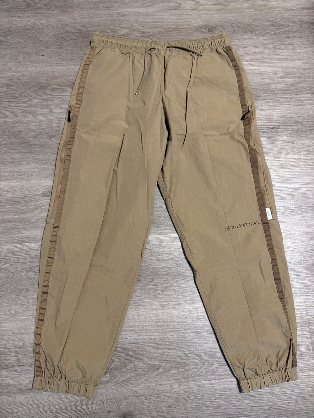 Wtaps Men's Tan Casual Jogger Pants - Elastic Waist & Ankle